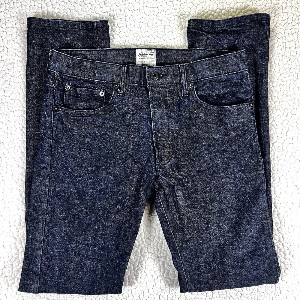 The‎ Kennedy Jeans Men's Size 32 (Actual 32x31.5) Black Blue Slim Straight Leg
